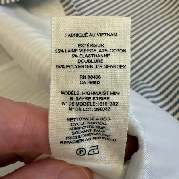 Theory Blue and White Striped Mini Skirt Size 6 - Picture 7 of 12